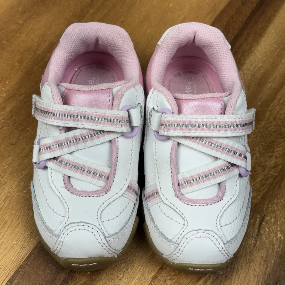 Little Girls Toddler Stride Rite Shenae White Pink Casual Sneakers Size 5.5 W